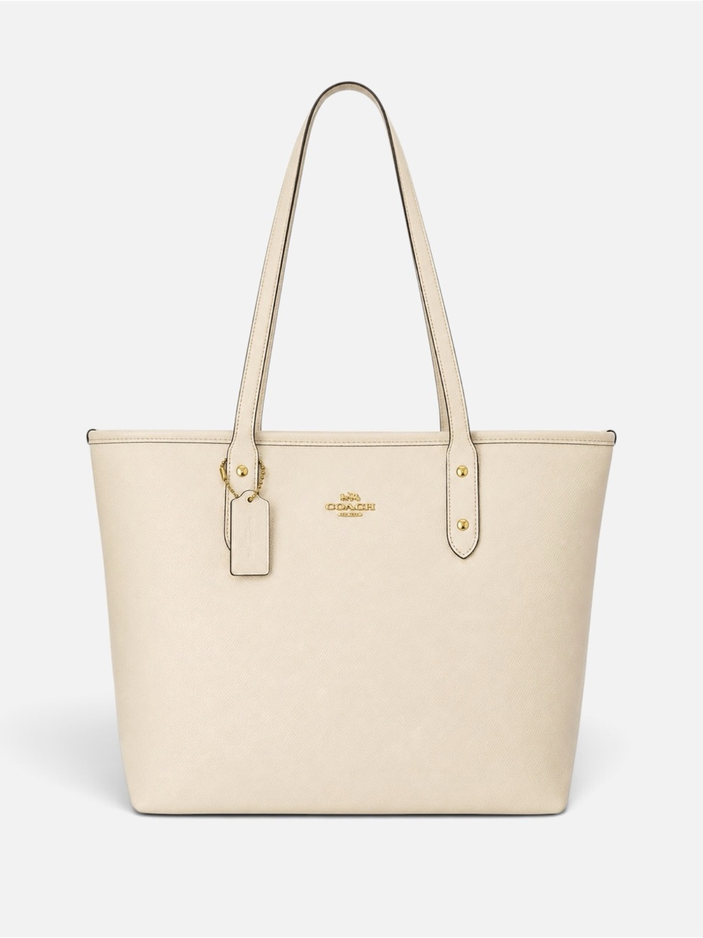 Coach Ivory Leather Tote with Yellow Charm - Picture 1 of 11